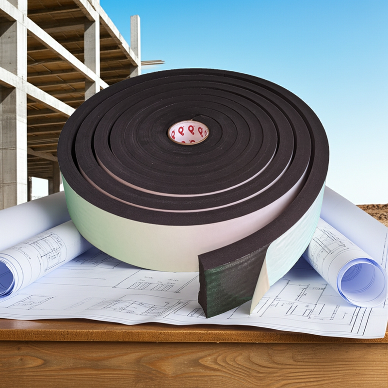 1/2” Thick 2C1 Neoprene Foam Tape, 3” Width x 25’ Length, Black, Rubber Adhesive