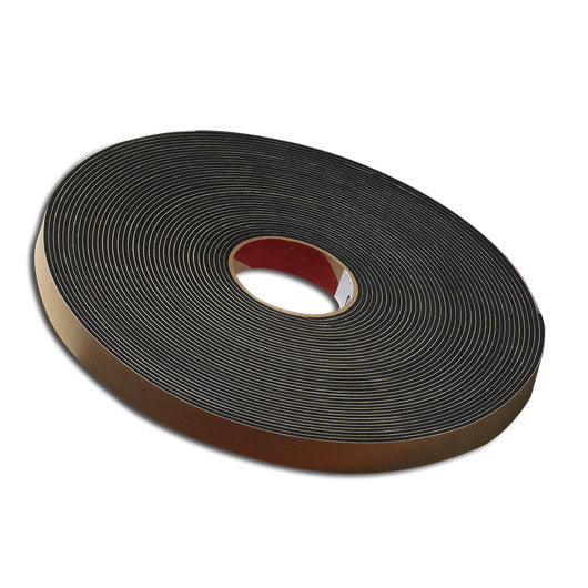 1” Thick Neoprene Foam Strip, 1/2” Width x 25’ Length, Black, Rubber Adhesive