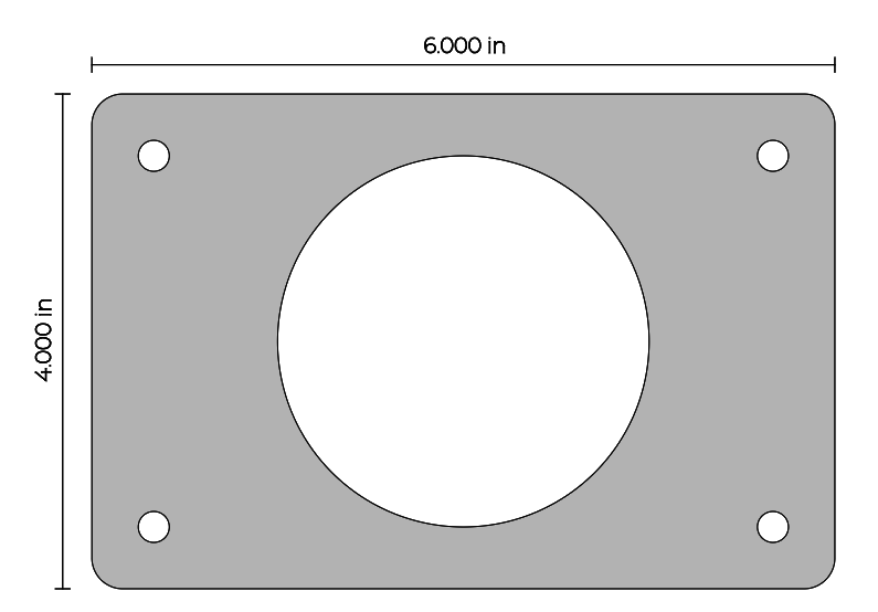 Neoprene Foam Rectangle HVAC Flange Center Circle, 1/4