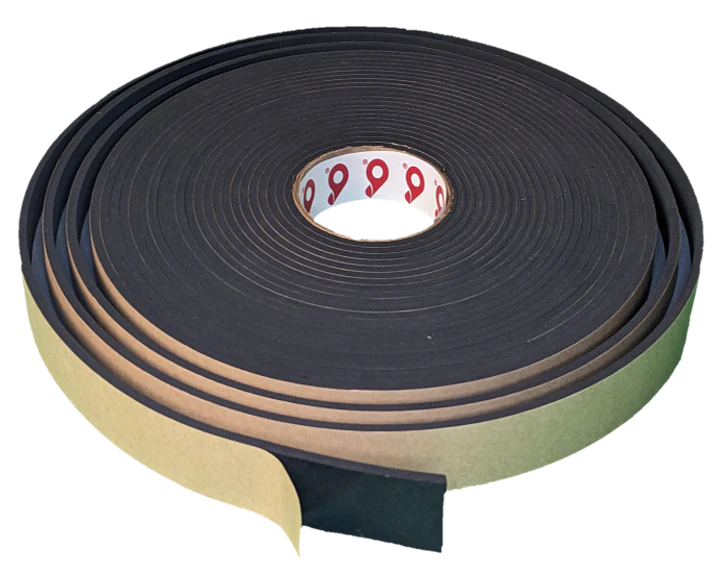 1/2" Thick EPDM Foam Tape, 1.75" Width x 25' Length, Black, Acrylic Adhesive