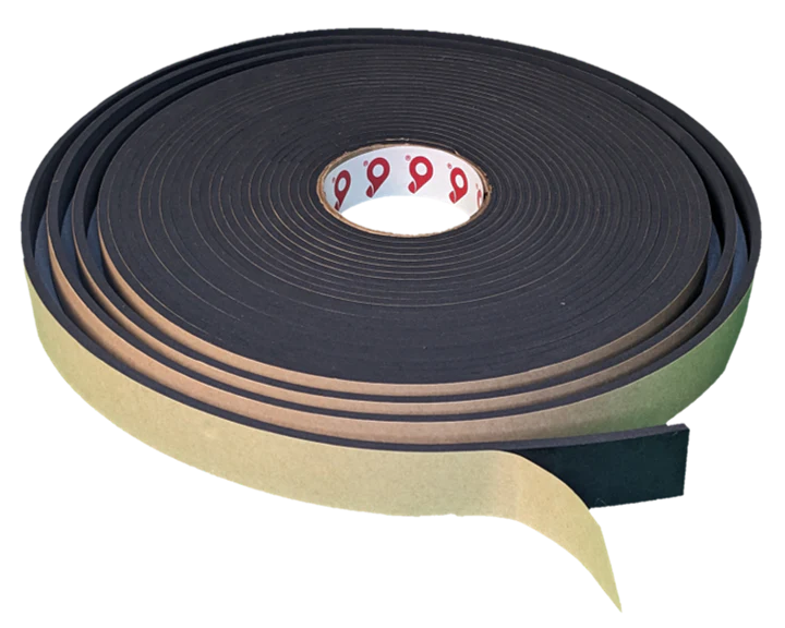 1/2" Thick EPDM Foam Tape, 1.75" Width x 25' Length, Black, Acrylic Adhesive