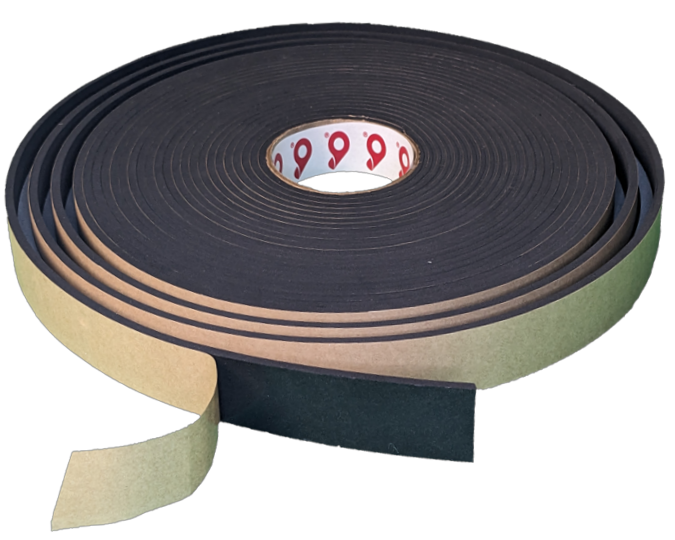 1/4" Thick Soft EPDM Foam Strip x 50' Length, Black, Acrylic Adhesive