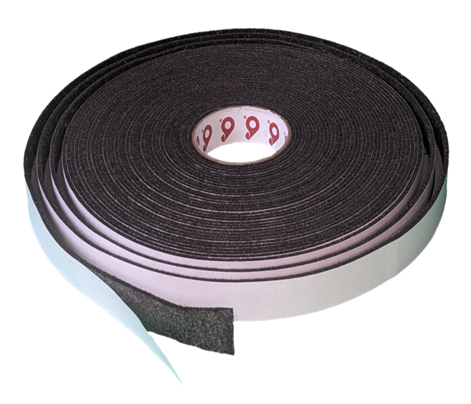 1/8” Thick Commercial Grey Felt Strip, 1.50” Width x 75’ Length, Rubber Adhesive