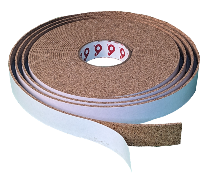1/16" Thick Cork Tape, 1" Width x 100' Length, Acrylic Adhesive