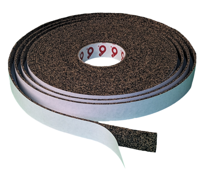 1/16" Thick Cork Rubber Tape, 3" Width x 100' Length, Acrylic Adhesive