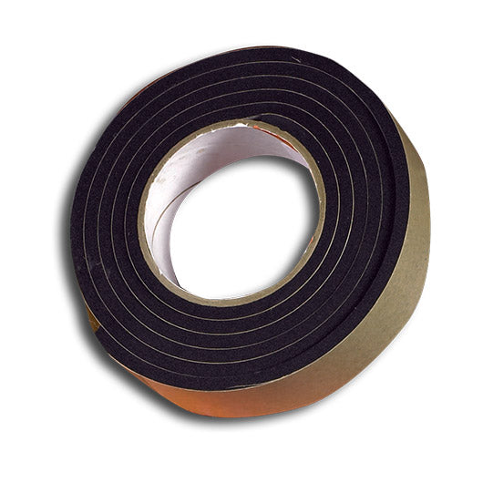 1” Thick Neoprene Foam Strip, 1.50” Width x 25’ Length, Black, Rubber Adhesive