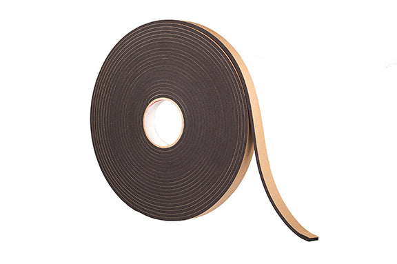 3/4” Thick Neoprene Foam Strip, 2” Width x 25’ Length, Black, Rubber Adhesive