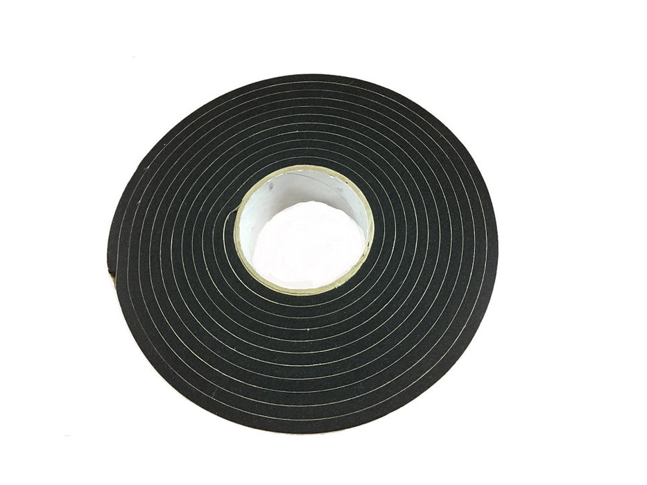 1/8” Thick Neoprene Foam Strip, 3/8” Width x 75’ Length, Black
